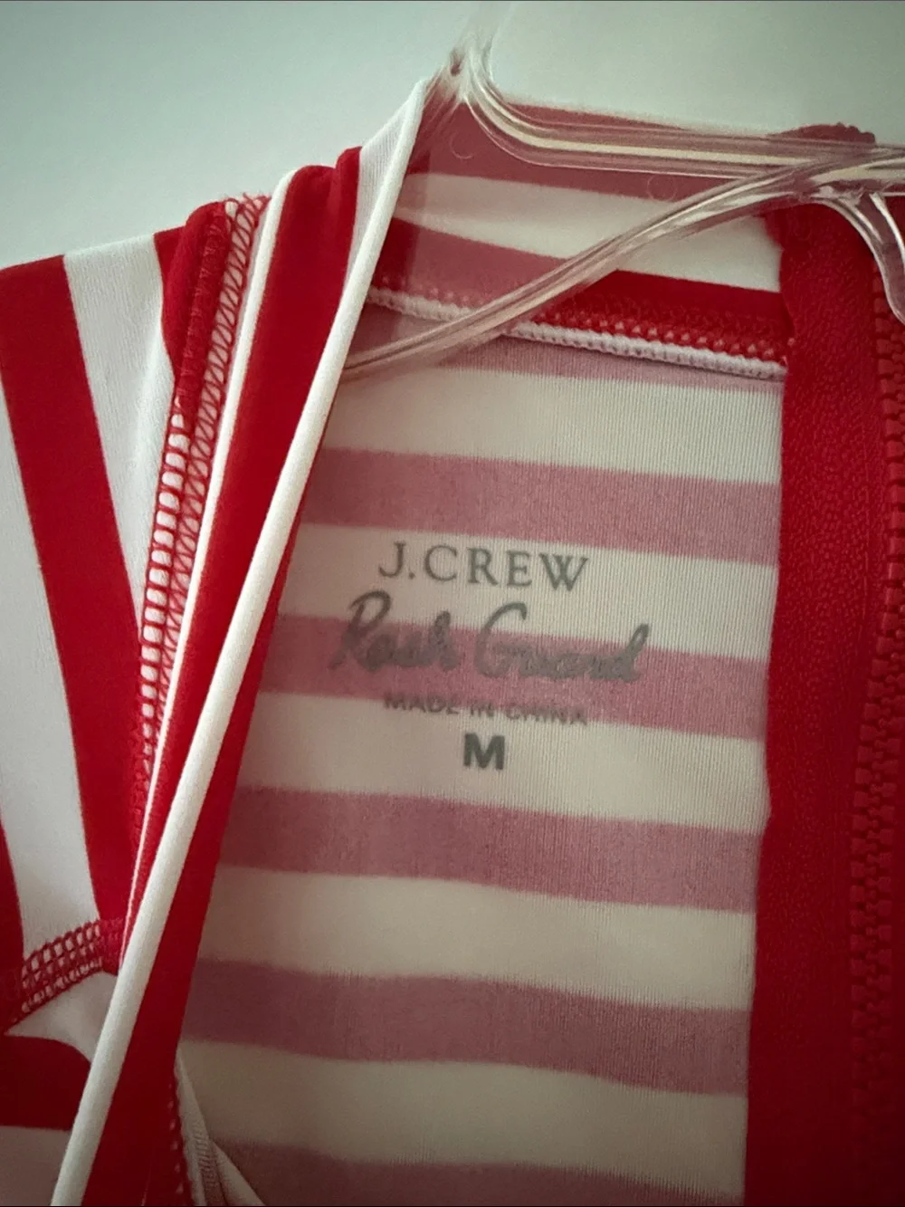 J. Crew Red Women’s Red Striped Swim Beach Rash Guard, size M